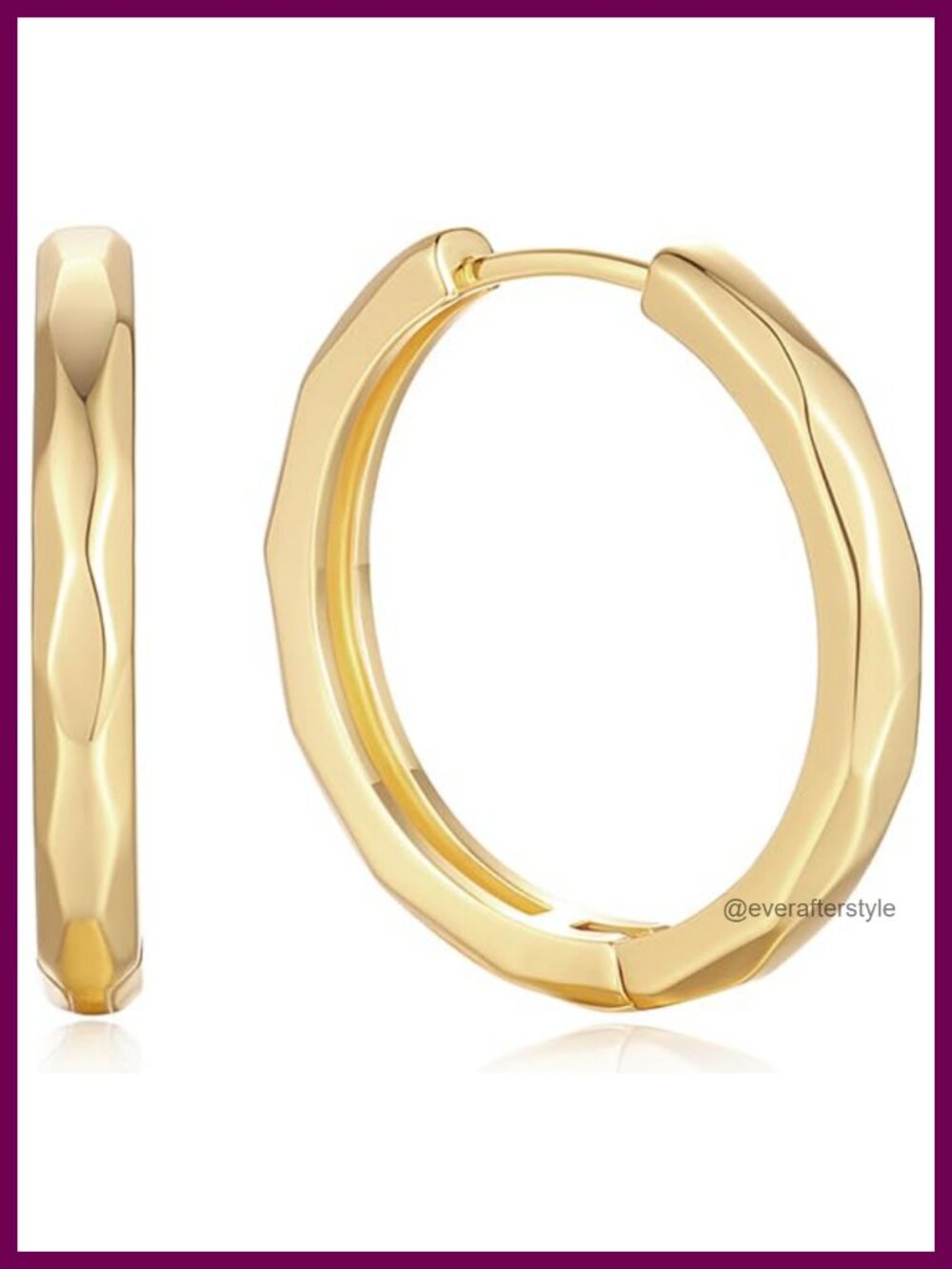 14K Gold Plated Rhombic Cut Hoop Earrings Chunky Small Geometric Women's Jewelry